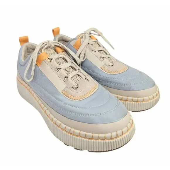 Cougar Sayah fog blue & beige waterproof nylon & suede platform sneakers 7 - Picture 2 of 8